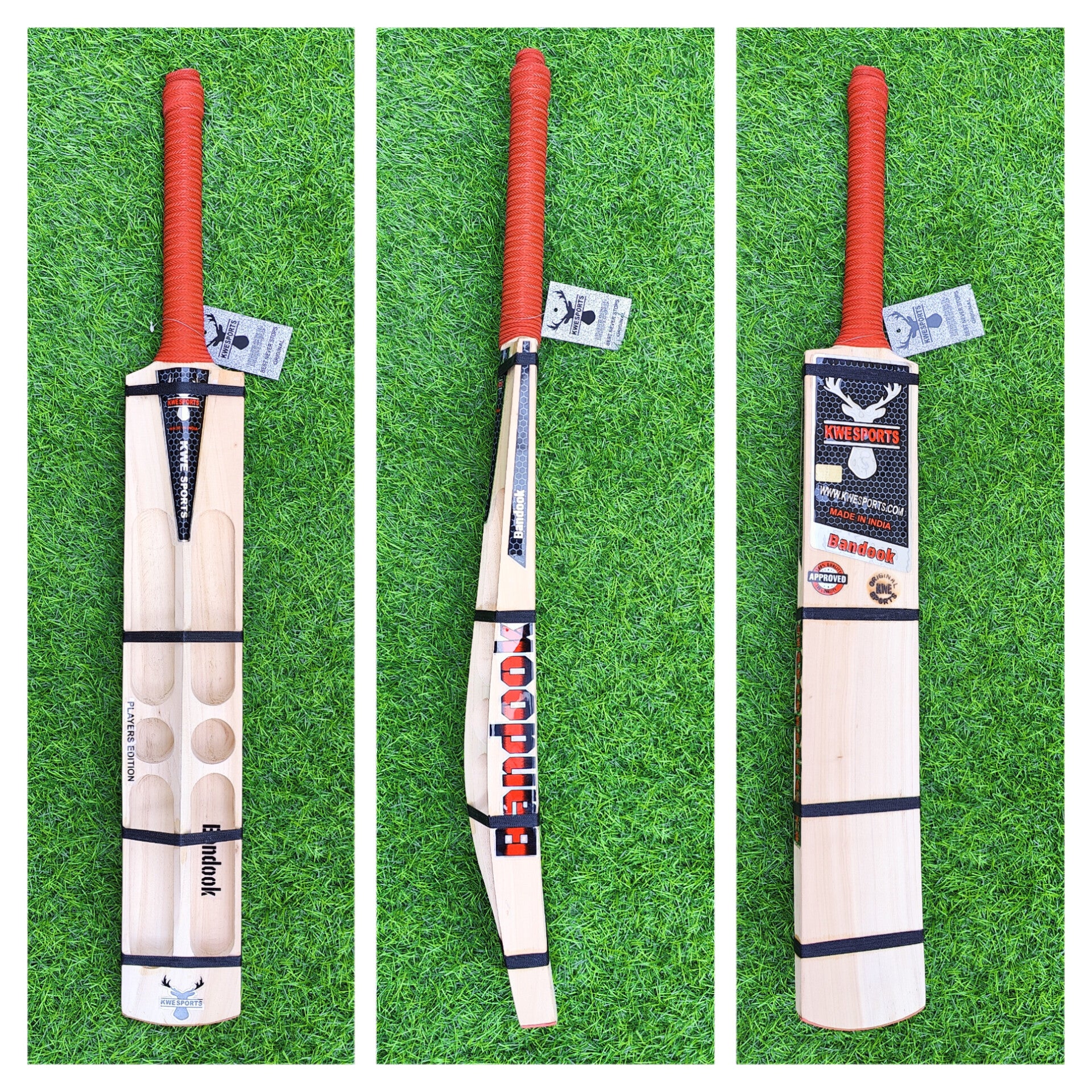 Kwesports Bandook bat 4 Scoop 2 Hole Kashmir Willow Hard Tennis Bat