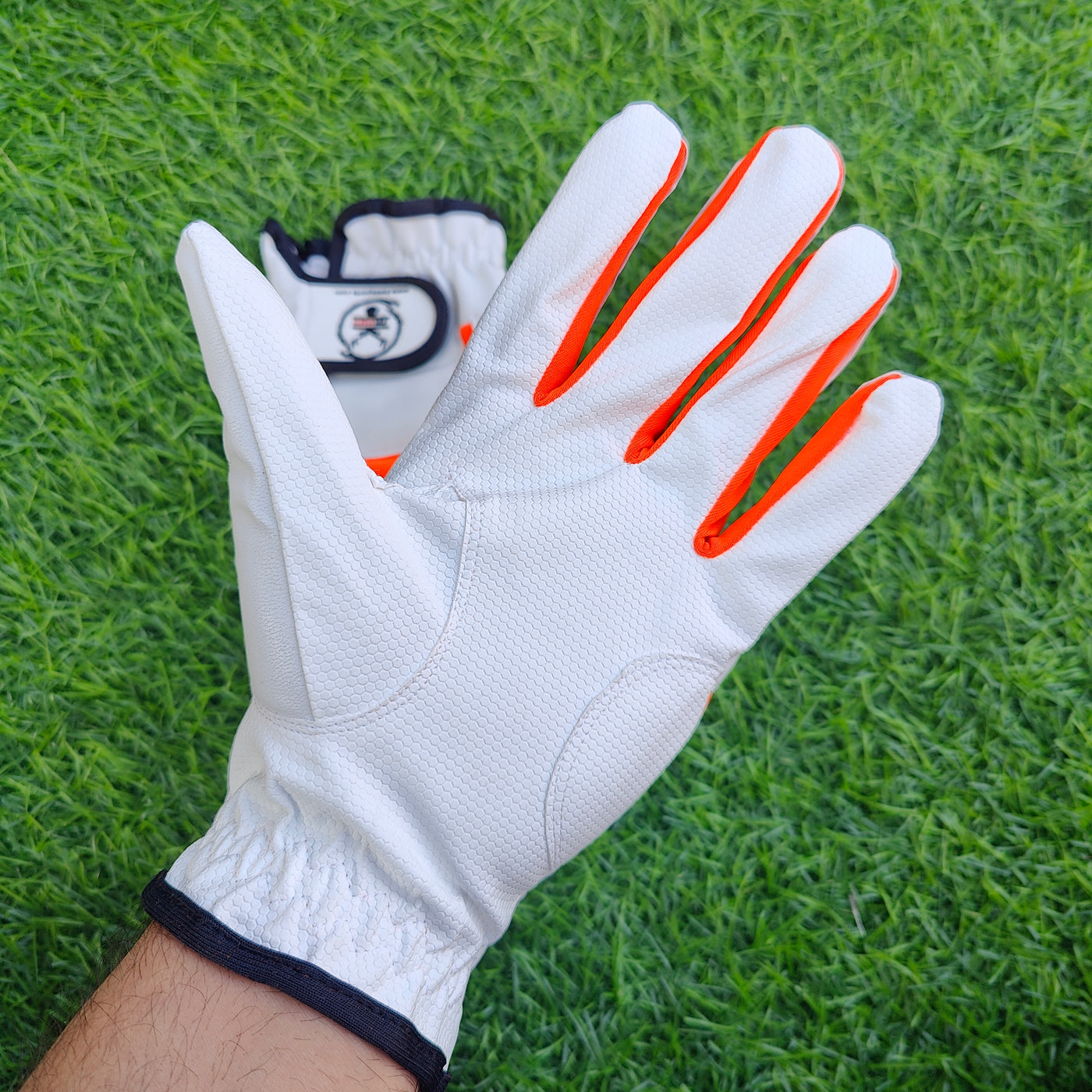 Kwesports pro leather tennis batting gloves - orange color