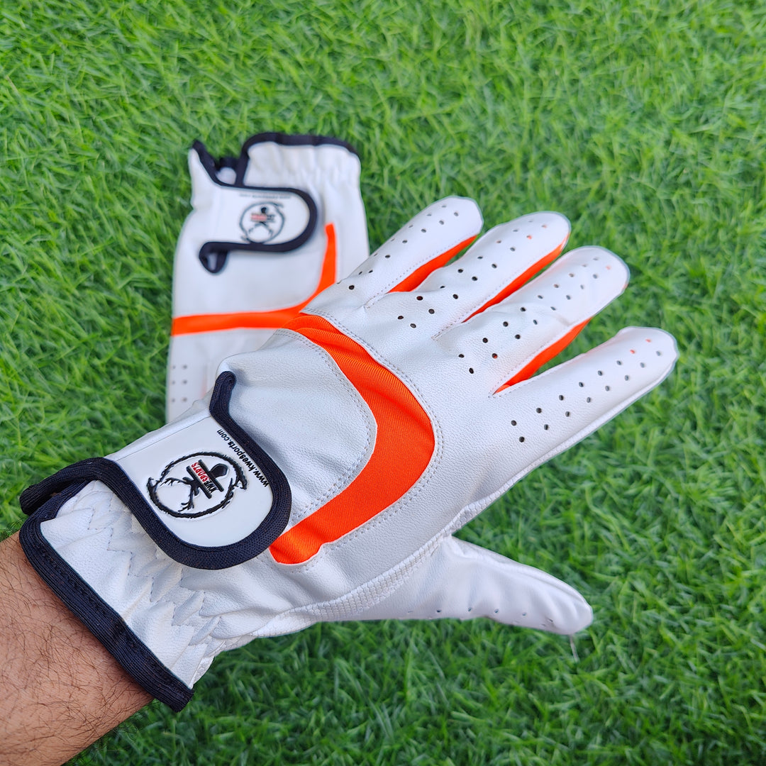 Orange and green batting gloves sales