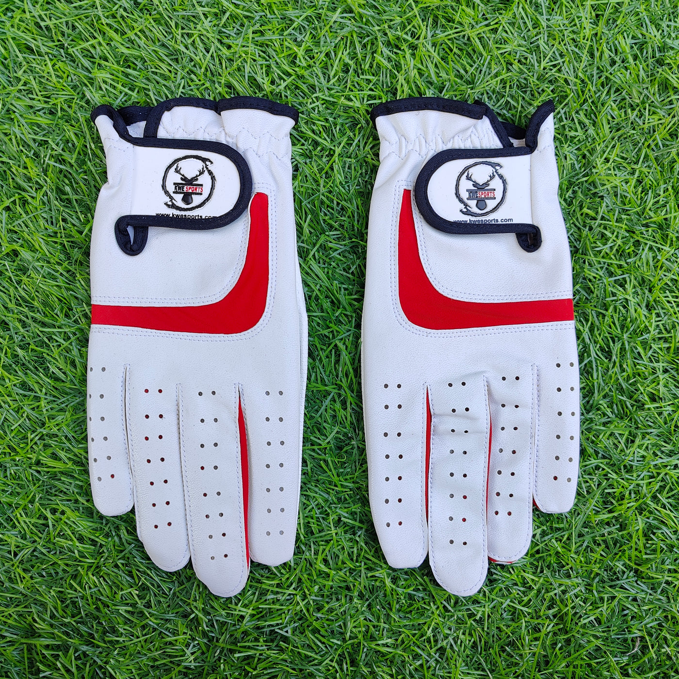 Kwesports pro leather tennis batting gloves - Red color