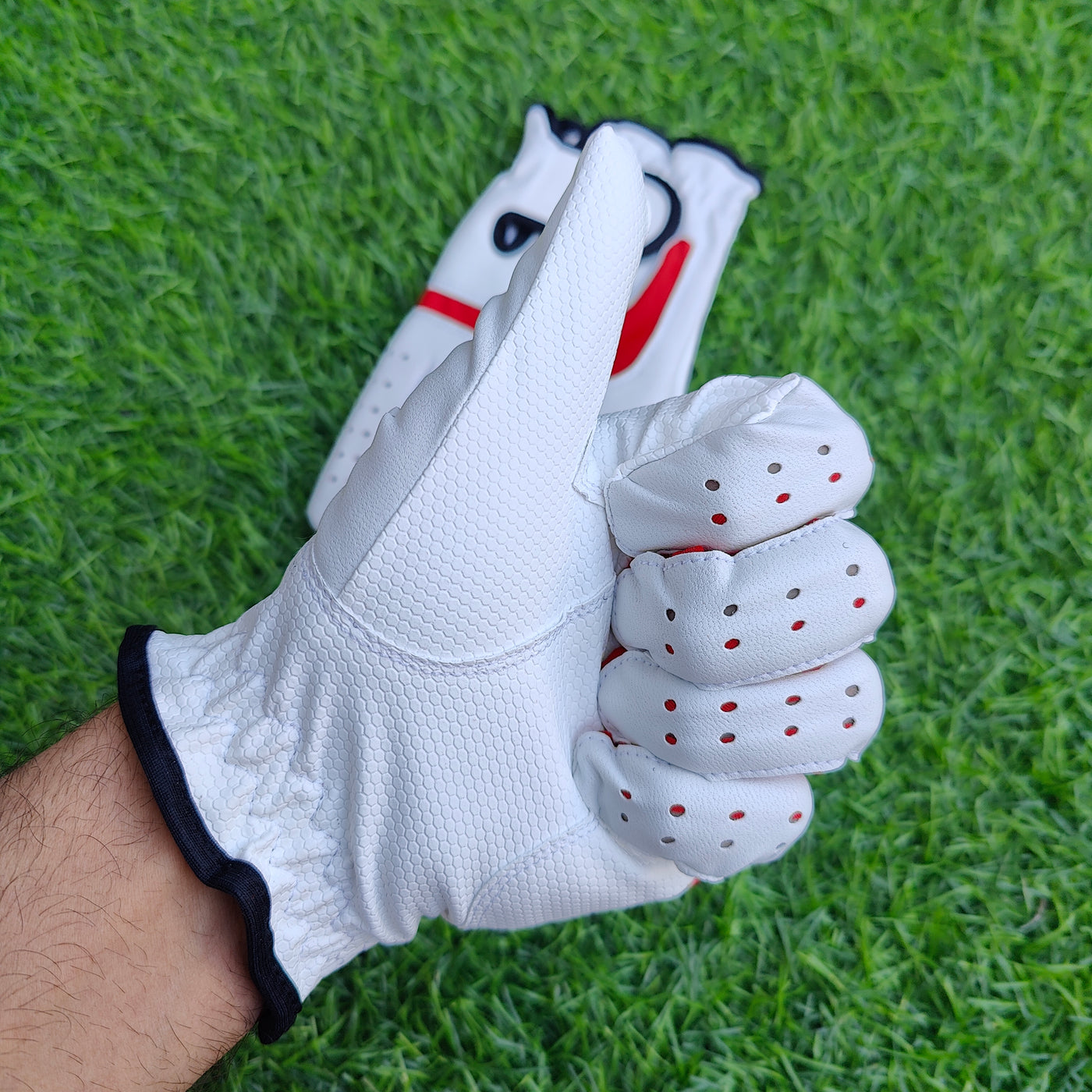 Kwesports pro leather tennis batting gloves - Red color