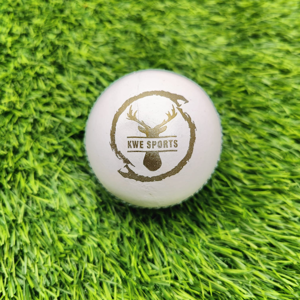 KWESPORTS Official White & Red Season Leather Ball - 25 overs